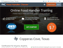 Tablet Screenshot of copperascovetx.foodhandlerclasses.com